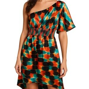 Laundry By Design One Shoulder Satin High Low Mini Dress Size 14